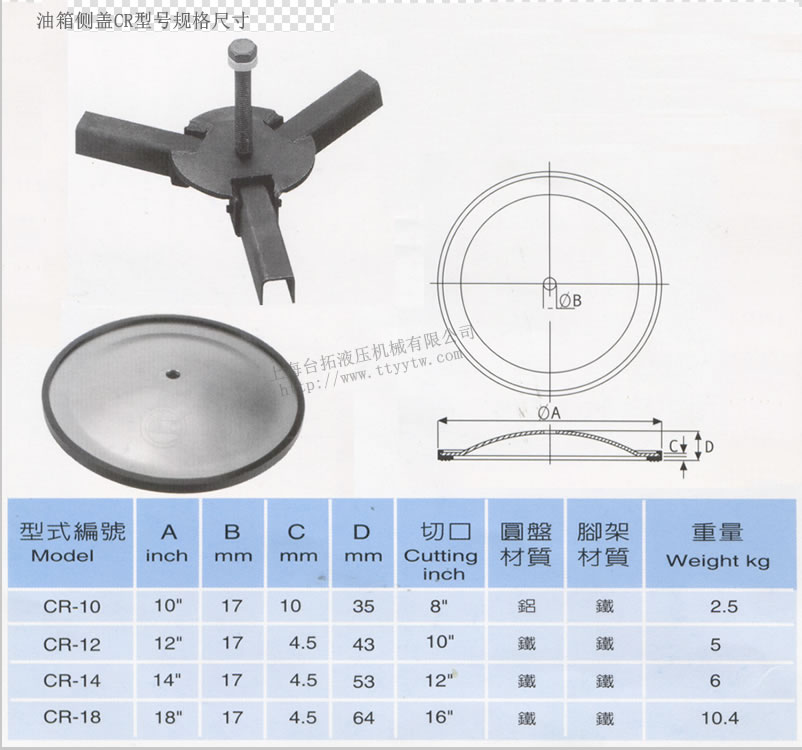 油箱側(cè)蓋CR型號規(guī)格尺寸